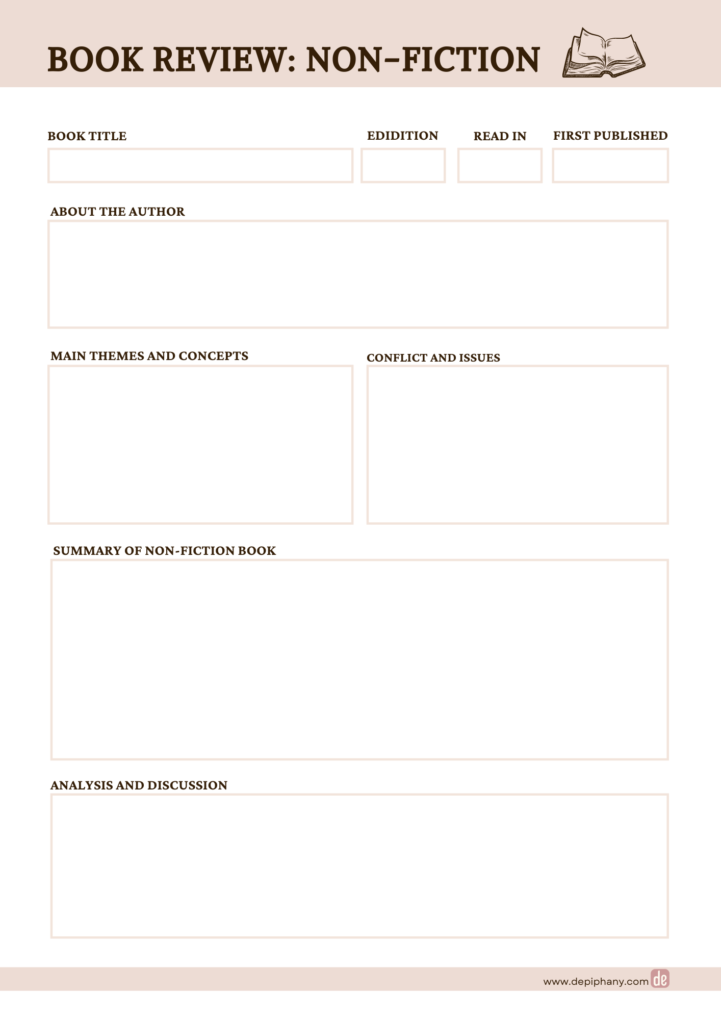 Non-fiction book review template, elegant